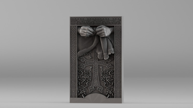 001665 Khachkar Mothers Hands Hochdetailliertes Relief für den 3D-Druck 3D Druckmodell .c4d .max .obj .3ds .fbx .stl .blend 