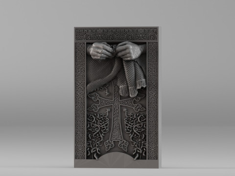 001665 Manos de madre de Khachkar Relieve con gran detalle para impresión 3D Modelo de impresión 3D