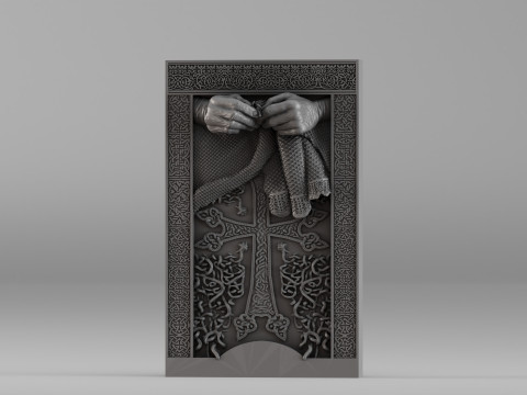 001665 Khachkar Mothers Hands Hochdetailliertes Relief für den 3D-Druck 3D Druckmodell
