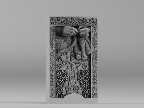 001665 Khachkar Mothers Hands Hochdetailliertes Relief für den 3D-Druck 3D Druckmodell