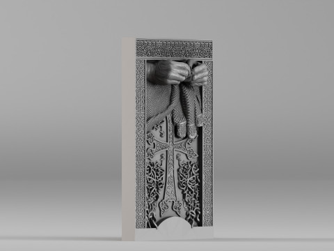 001665 Khachkar Mothers Hands Hochdetailliertes Relief für den 3D-Druck 3D Druckmodell