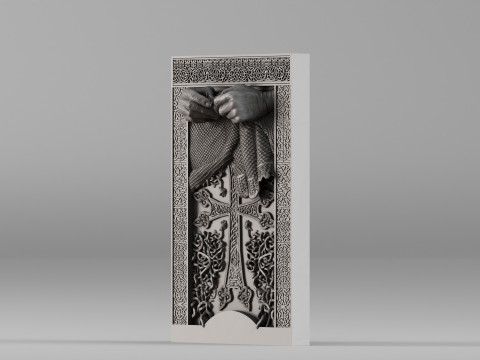 001665 Khachkar Mothers Hands Hochdetailliertes Relief für den 3D-Druck 3D Druckmodell