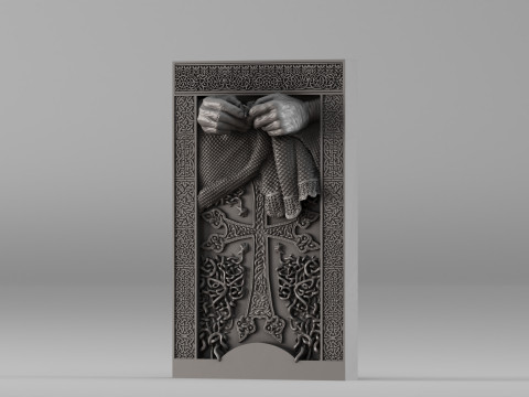 001665 Khachkar Mothers Hands Hochdetailliertes Relief für den 3D-Druck 3D Druckmodell