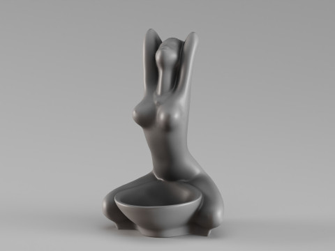 S00061 Sculpture artistique de figurine féminine Modèles 3D en vedette