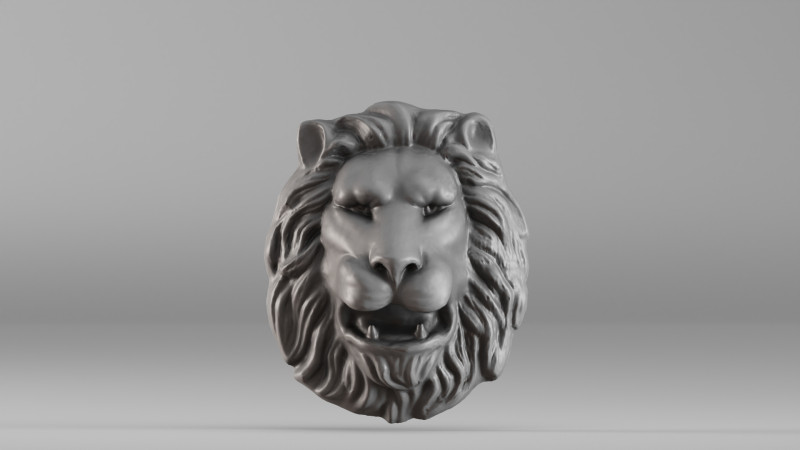 S00065 Bajorrelieve cabeza de león 3dp Modelo de impresión 3D .c4d .max .obj .3ds .fbx .stl .blend 
