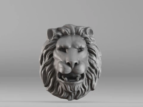 S00065 Lion head Bas-Relief 3dp 3D Print Model