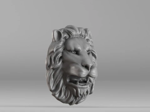 S00065 Lion head Bas-Relief 3dp 3D Print Model