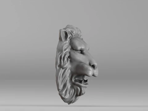S00065 Lion head Bas-Relief 3dp 3D Print Model