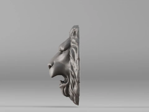 S00065 Lion head Bas-Relief 3dp 3D Print Model