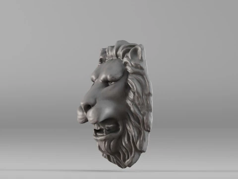 S00065 Lion head Bas-Relief 3dp 3D Print Model