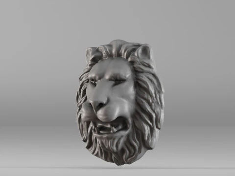 S00065 Lion head Bas-Relief 3dp 3D Print Model