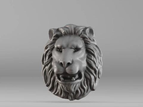 S00065 Lion head Bas-Relief 3dp 3D Print Model
