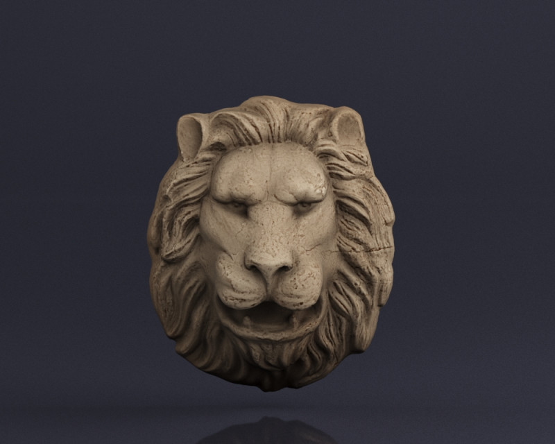 S00065 ライオンヘッド レリーフ 3Dモデル .c4d .max .obj .3ds .fbx .stl .blend 