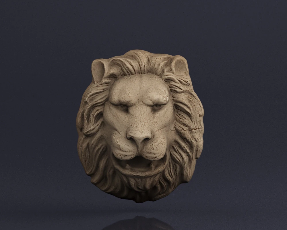 S00065 Lion head Bas-Relief 3D Model .c4d .max .obj .3ds .fbx .stl .blend 