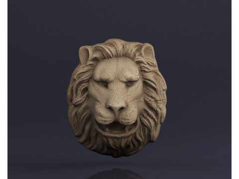 S00065 Lion head Bas-Relief 3D Model