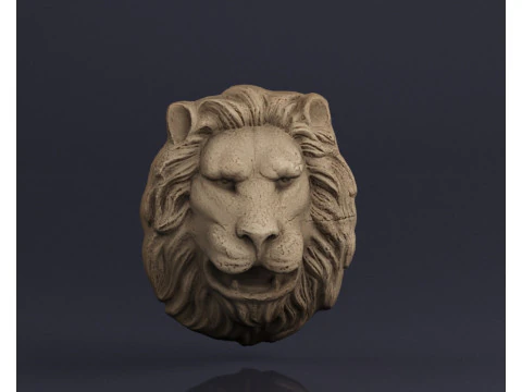 S00065 Lion head Bas-Relief 3D Model
