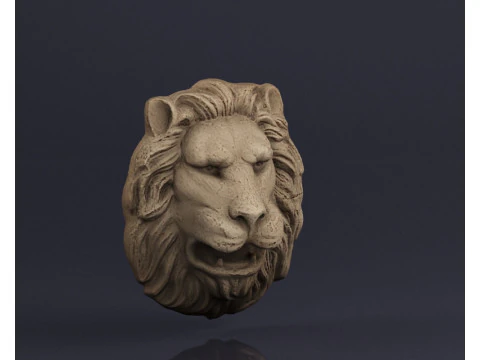 S00065 Lion head Bas-Relief 3D Model