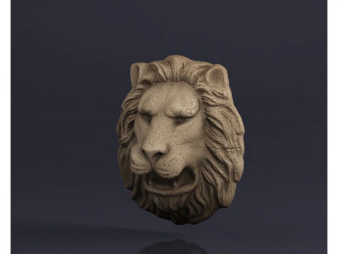 S00065 Lion head Bas-Relief 3D Model