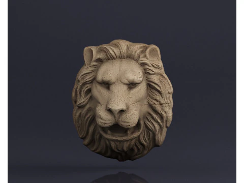 S00065 Lion head Bas-Relief 3D Model