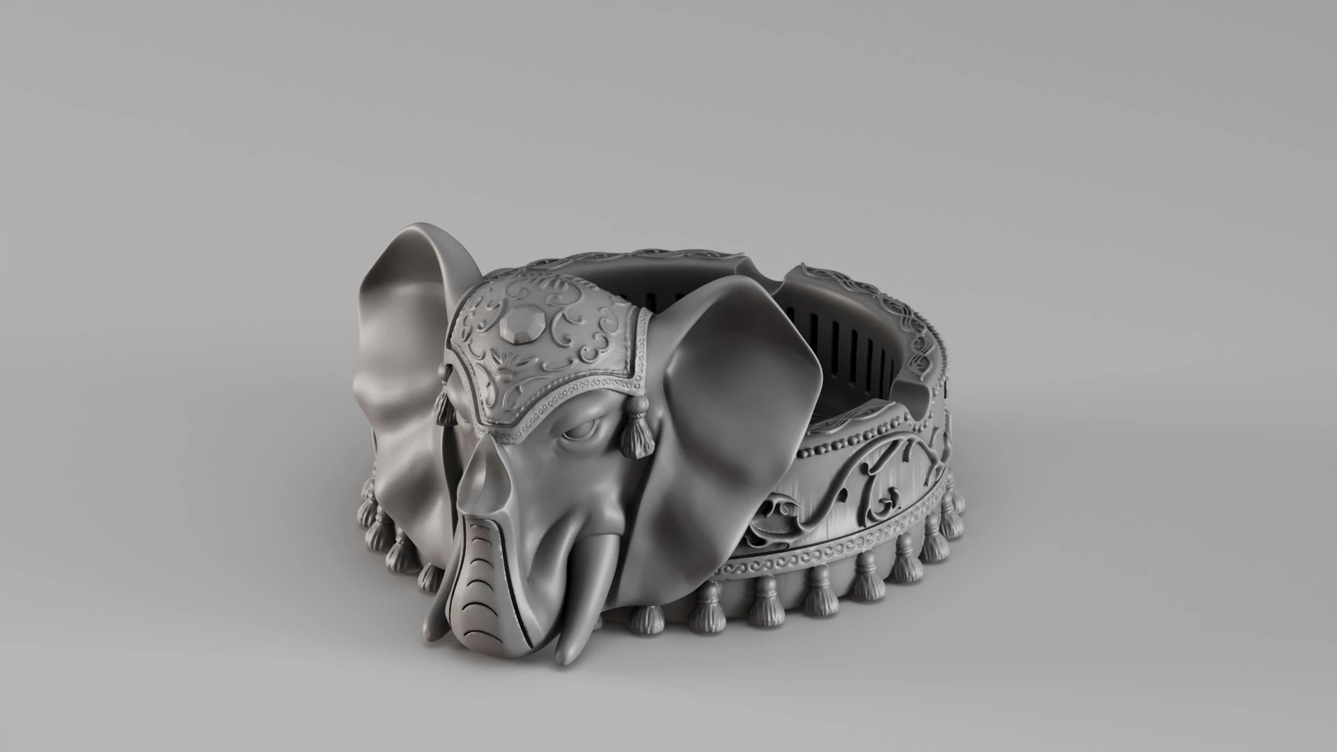 S00053 Elephant-Shaped Ashtray 3dp 3D Print Model .c4d .max .obj .3ds .fbx .stl .blend 