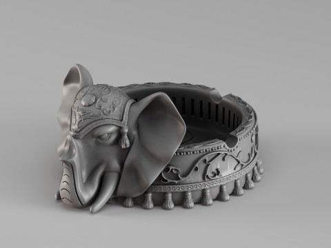 S00053 Elefantenförmiger Aschenbecher 3dp 3D Druckmodell