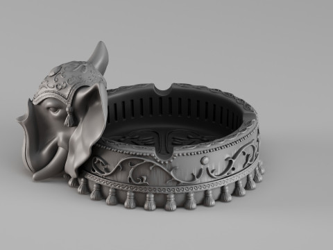 S00053 Elefantenförmiger Aschenbecher 3dp 3D Druckmodell