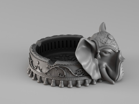 S00053 Elefantenförmiger Aschenbecher 3dp 3D Druckmodell