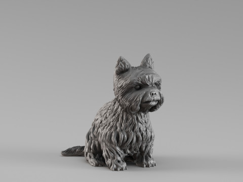 S00006 约克夏梗雕塑 3D 打印模型