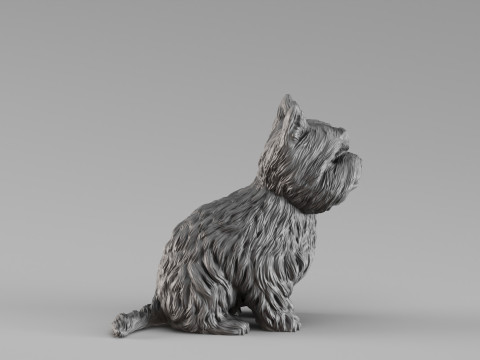 S00006 约克夏梗雕塑 3D 打印模型