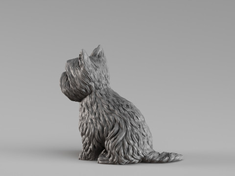 S00006 约克夏梗雕塑 3D 打印模型