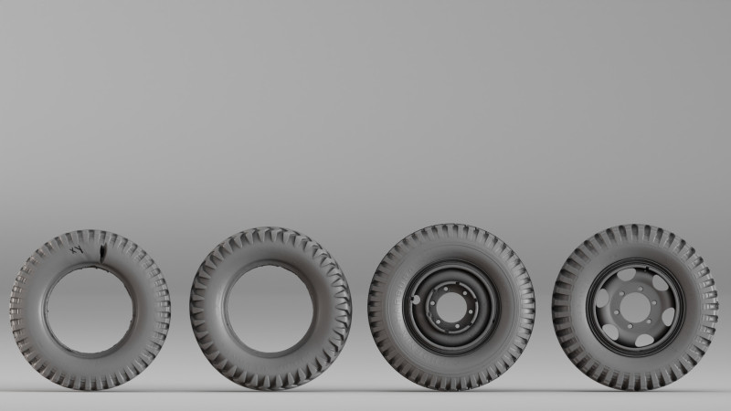 001666 Jeu de jantes de pneus vintage Scan 3D brut Modèles 3D en vedette .c4d .max .obj .3ds .fbx .stl .blend 