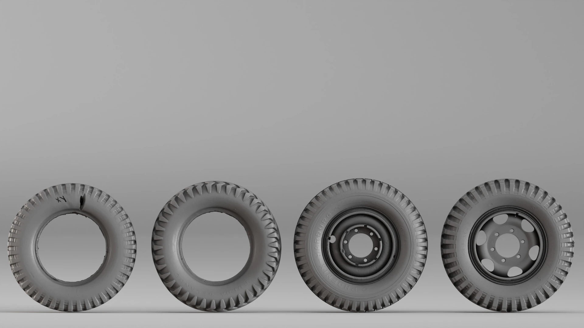 001666 Vintage Tire Rim Set Raw 3D Scan 3D Print Model .c4d .max .obj .3ds .fbx .stl .blend 