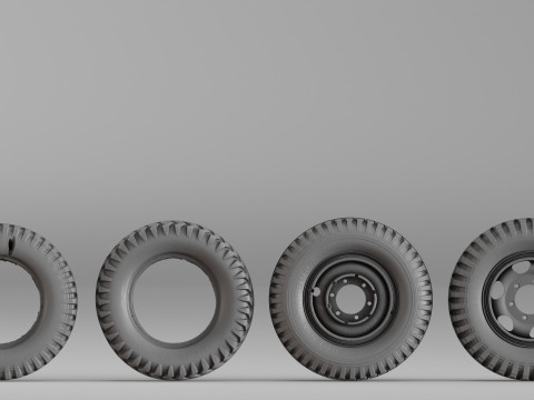 001666 Vintage Lastik Jant Seti Ham 3D Tarama 3D Baskı Modeli