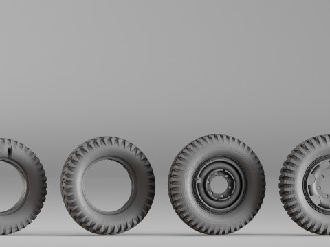 001666 Jeu de jantes de pneus vintage Scan 3D brut Modèles 3D en vedette