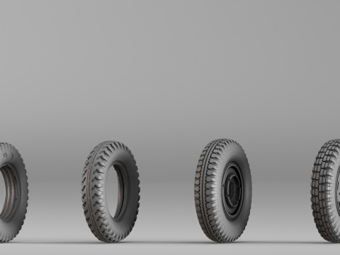 001666 Jeu de jantes de pneus vintage Scan 3D brut Modèles 3D en vedette