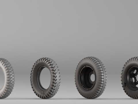 001666 Jeu de jantes de pneus vintage Scan 3D brut Modèles 3D en vedette