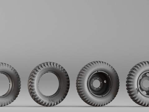 001666 Jeu de jantes de pneus vintage Scan 3D brut Modèles 3D en vedette