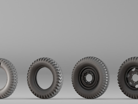 001666 Jeu de jantes de pneus vintage Scan 3D brut Modèles 3D en vedette