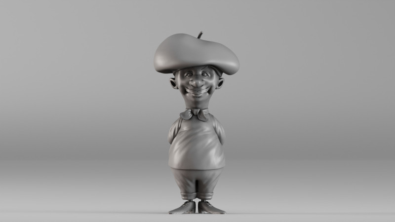 S00082 Cartoon French Man Character 3D Print Model .c4d .max .obj .3ds .fbx .stl .blend