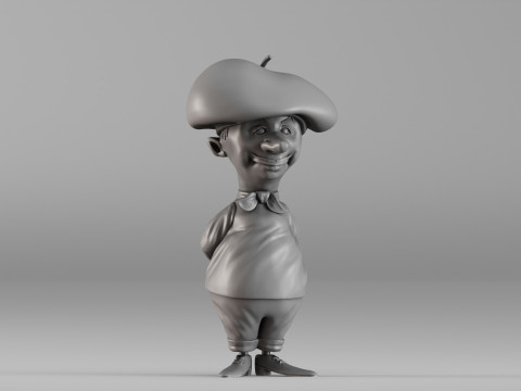 S00082 만화 프랑스 남자 캐릭터 3D 프린트 모델