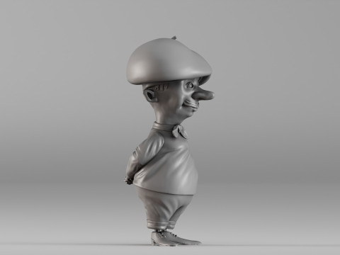 S00082 만화 프랑스 남자 캐릭터 3D 프린트 모델