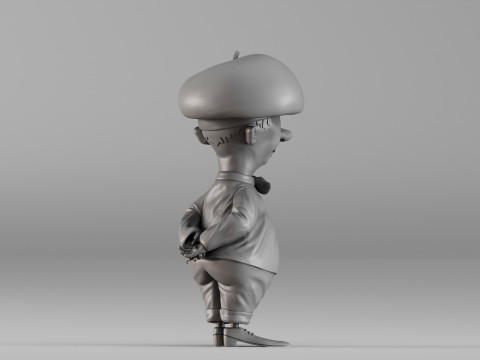 S00082 만화 프랑스 남자 캐릭터 3D 프린트 모델