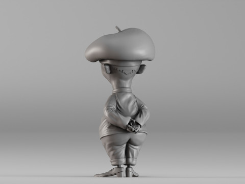 S00082 만화 프랑스 남자 캐릭터 3D 프린트 모델