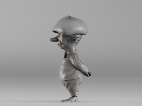 S00082 만화 프랑스 남자 캐릭터 3D 프린트 모델