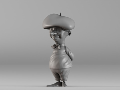 S00082 만화 프랑스 남자 캐릭터 3D 프린트 모델