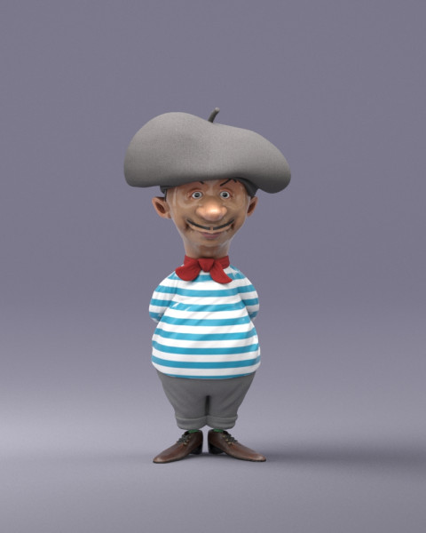 S00082 Personnage de dessin animé français Modèle 3D .c4d .max .obj .3ds .fbx .stl .blend 