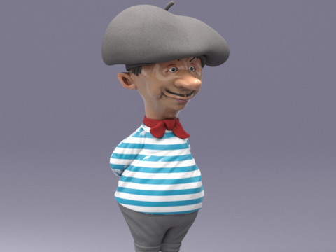 S00082 Personnage de dessin animé français Modèle 3D