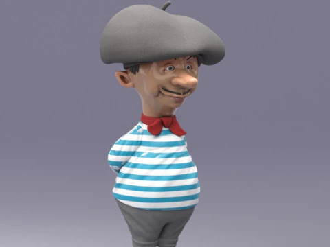S00082 Персонаж мультяшного француза 3D Модель