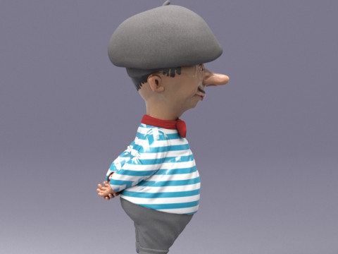 S00082 Personnage de dessin animé français Modèle 3D