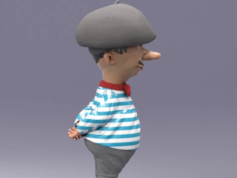 S00082 Персонаж мультяшного француза 3D Модель